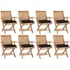 Image de vidaXL Chaises pliables de jardin avec coussins lot de 8 Teck solide