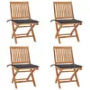Image de vidaXL Chaises pliables de jardin avec coussins lot de 4 Teck solide
