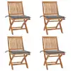 Image de vidaXL Chaises pliables de jardin avec coussins lot de 4 Teck solide