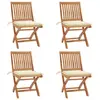 Image de vidaXL Chaises pliables de jardin avec coussins lot de 4 Teck solide