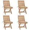 Image de vidaXL Chaises pliables de jardin avec coussins lot de 4 Teck solide