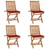 Image de vidaXL Chaises pliables de jardin avec coussins lot de 4 Teck solide