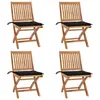 Image de vidaXL Chaises pliables de jardin avec coussins lot de 4 Teck solide