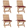 Image de vidaXL Chaises pliables de jardin avec coussins lot de 4 Teck solide