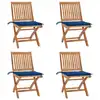 Image de vidaXL Chaises pliables de jardin avec coussins lot de 4 Teck solide