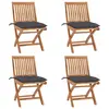 Image de vidaXL Chaises pliables de jardin avec coussins lot de 4 Teck solide
