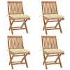 Image de vidaXL Chaises pliantes avec coussins, 4 pièces, en teck massif