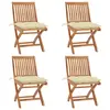 Image de vidaXL Chaises pliables de jardin avec coussins lot de 4 Teck solide