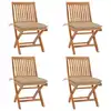 Image de vidaXL Chaises pliables de jardin avec coussins lot de 4 Teck solide