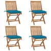 Image de vidaXL Chaises pliables de jardin avec coussins lot de 4 Teck solide