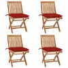Image de vidaXL Chaises pliables de jardin avec coussins lot de 4 Teck solide
