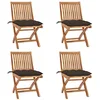 Image de vidaXL Chaises pliantes avec coussins, 4 pièces, en teck massif