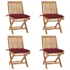 Image de vidaXL Chaises pliables de jardin avec coussins lot de 4 Teck solide