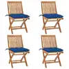Image de vidaXL Chaises pliables de jardin avec coussins lot de 4 Teck solide