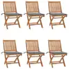 Image de vidaXL Chaises pliables de jardin avec coussins lot de 6 Bois de teck