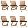 Image de vidaXL Chaises pliables de jardin avec coussins lot de 6 Bois de teck