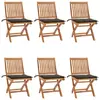 Image de vidaXL Chaises pliables de jardin avec coussins lot de 6 Bois de teck