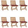 Image de vidaXL Chaises pliables de jardin avec coussins lot de 6 Bois de teck