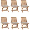 Image de vidaXL Chaises pliables de jardin avec coussins lot de 6 Bois de teck