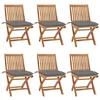 Image de vidaXL Chaises pliantes avec coussins, 6 pièces, en teck massif