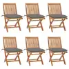 Image de vidaXL Chaises pliables de jardin avec coussins lot de 6 Bois de teck