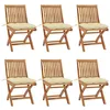 Image de vidaXL Lot de 6 Chaises Pliables de Jardin avec Coussins, Sièges de Terrasse, Chaises de Salle à Manger, Meubles de Patio Extérieur, Bois de Teck
