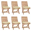 Image de vidaXL Chaises pliantes avec coussins, 6 pièces, en teck massif