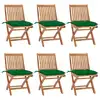Image de vidaXL Chaises pliables de jardin avec coussins lot de 6 Bois de teck