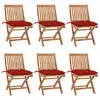 Image de vidaXL Chaises pliables de jardin avec coussins lot de 6 Bois de teck