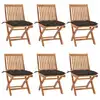Image de vidaXL Chaises pliables de jardin avec coussins lot de 6 Bois de teck