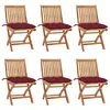 Image de vidaXL Chaises pliables de jardin avec coussins lot de 6 Bois de teck