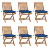 Image de vidaXL Chaises pliables de jardin avec coussins lot de 6 Bois de teck