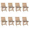 Image de vidaXL Chaises pliables de jardin avec coussins lot de 8 Teck solide