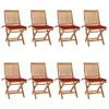 Image de vidaXL Chaises pliables de jardin avec coussins lot de 8 Teck solide