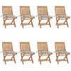 Image de vidaXL Chaises pliables de jardin avec coussins lot de 8 Teck solide