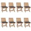 Image de vidaXL Chaises pliantes avec coussins, 8 pièces, en teck massif