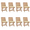 Image de vidaXL Chaises pliantes avec coussins, 8 pièces, en teck massif