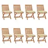 Image de vidaXL Chaises pliables de jardin avec coussins lot de 8 Teck solide