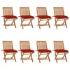 Image de vidaXL Chaises pliantes avec coussins, 8 pièces, en teck massif