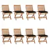 Image de vidaXL Chaises pliables de jardin avec coussins lot de 8 Teck solide