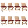 Image de vidaXL Chaises pliables de jardin avec coussins lot de 8 Teck solide