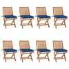 Image de vidaXL Chaises pliables de jardin avec coussins lot de 8 Teck solide