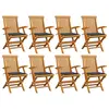 Image de vidaXL Chaises de jardin avec coussins anthracite lot de 8 Teck massif