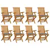 Image de vidaXL Chaises de jardin avec coussins gris lot de 8 Bois teck massif