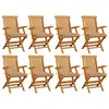 Image de vidaXL Chaises de jardin avec coussins beige lot de 8 Bois teck massif