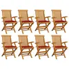 Image de vidaXL Chaises de jardin avec coussins rouge lot de 8 Teck massif