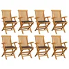 Image de vidaXL Chaises de jardin avec coussins taupe 8 pcs Bois de teck massif