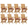 Image de vidaXL Chaises de jardin avec coussins bordeaux lot de 8 Teck massif