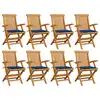 Image de vidaXL Chaises de jardin avec coussins bleu royal lot de 8 Teck massif