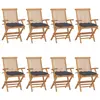 Image de vidaXL Chaises de jardin avec coussins anthracite lot de 8 Teck massif